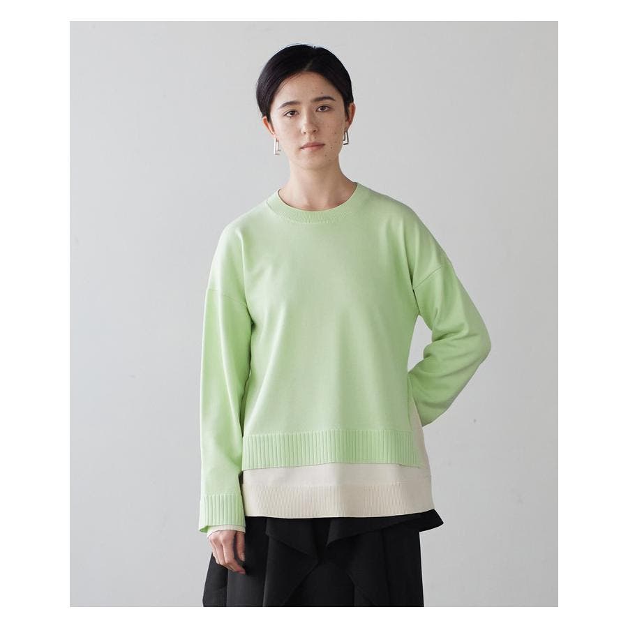 LANVIN - ランバン コレクション プリーツニット セーター プルオーバー 長袖 38 黄緑 ランバン コレクション プリーツニット セーター プルオーバー
