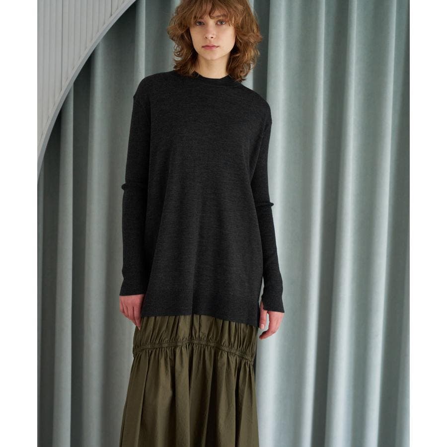 LANVIN en Bleu バイカラー ニットワンピース 38 M ブラウン LANVIN en Bleu（ランバンオンブルー）の「バイカラーニット