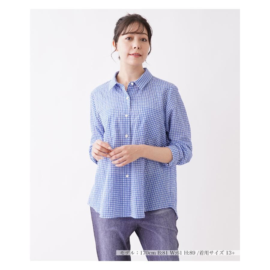 チェック柄シャツブラウス【Leilian WHITE LABEL】 -｜Leilian