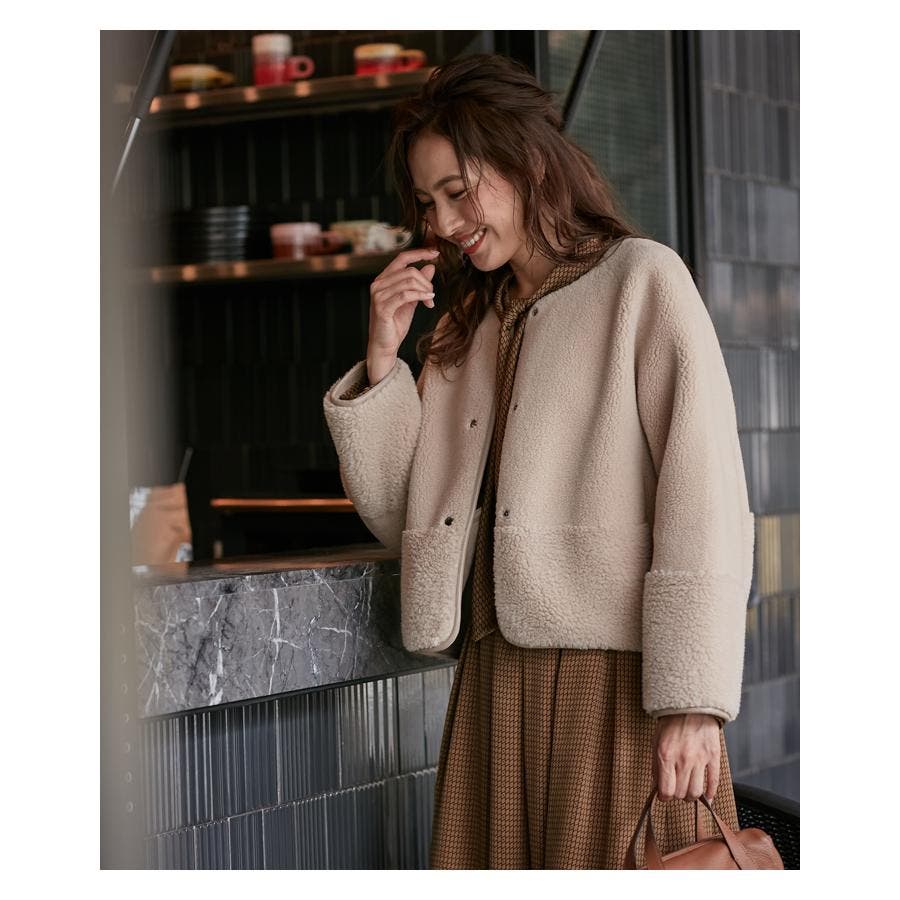 ノーカラーボアジャケット[品番：LAVW0005656]｜Leilian（レリアン）の