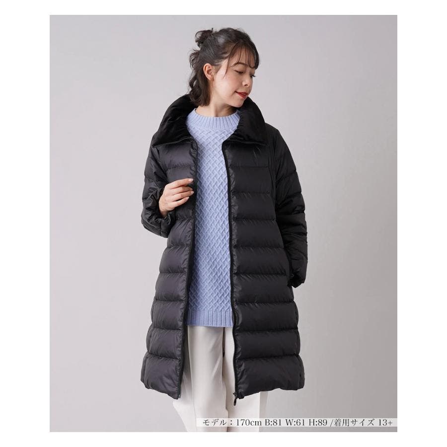 ベロア襟ロングダウンコート[品番：LAVW0006644]｜Leilian PLUS HOUSE