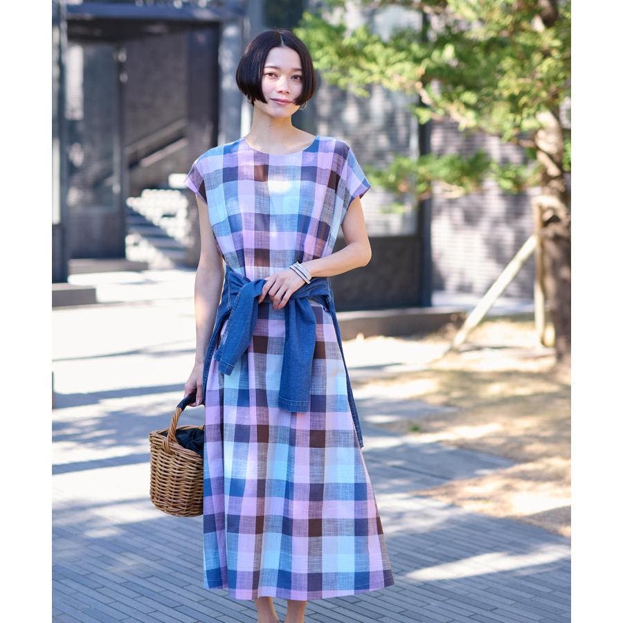 キャラ・オ・クルス　洗えるベルト付きチェックワンピース　美品 洗える ベルト付チェックワンピース[品番：LAVW0014189]｜CARA O