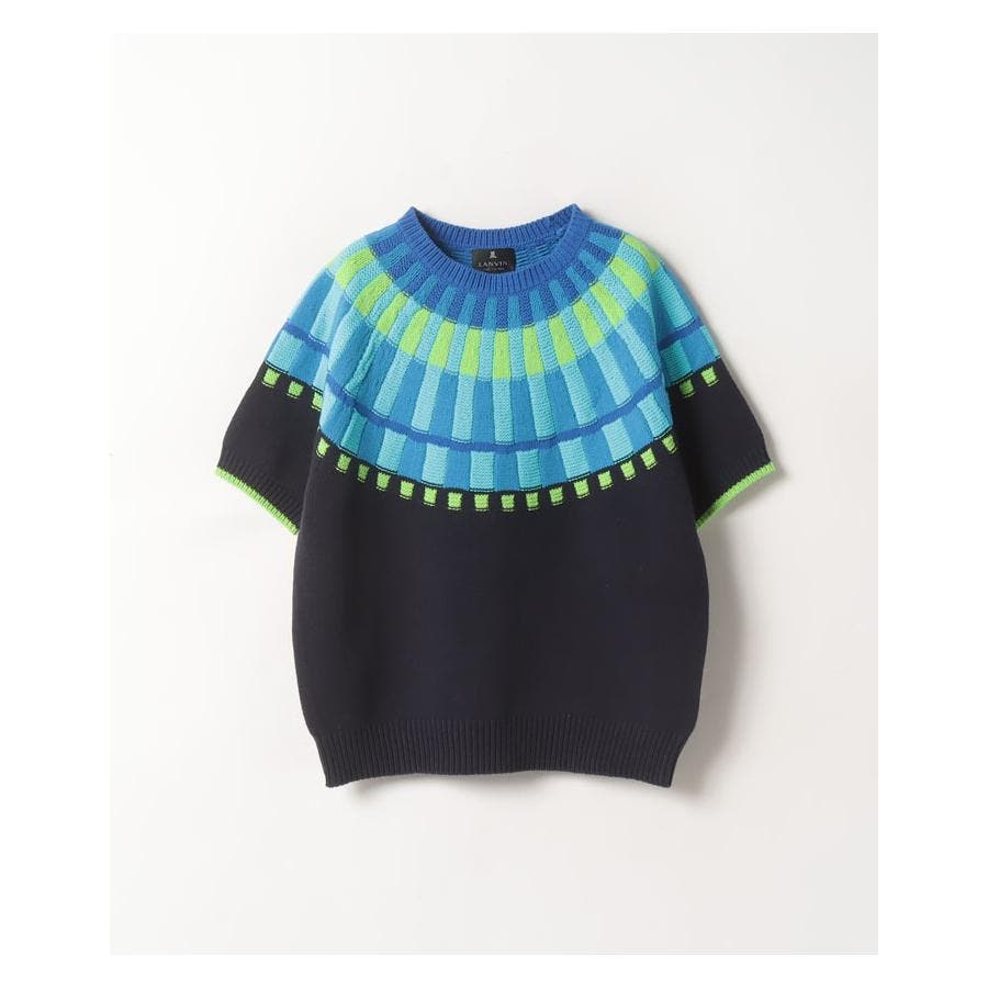 【新品】LANVIN COLLECTION コットン配色セーター 525583775185917624920230204010