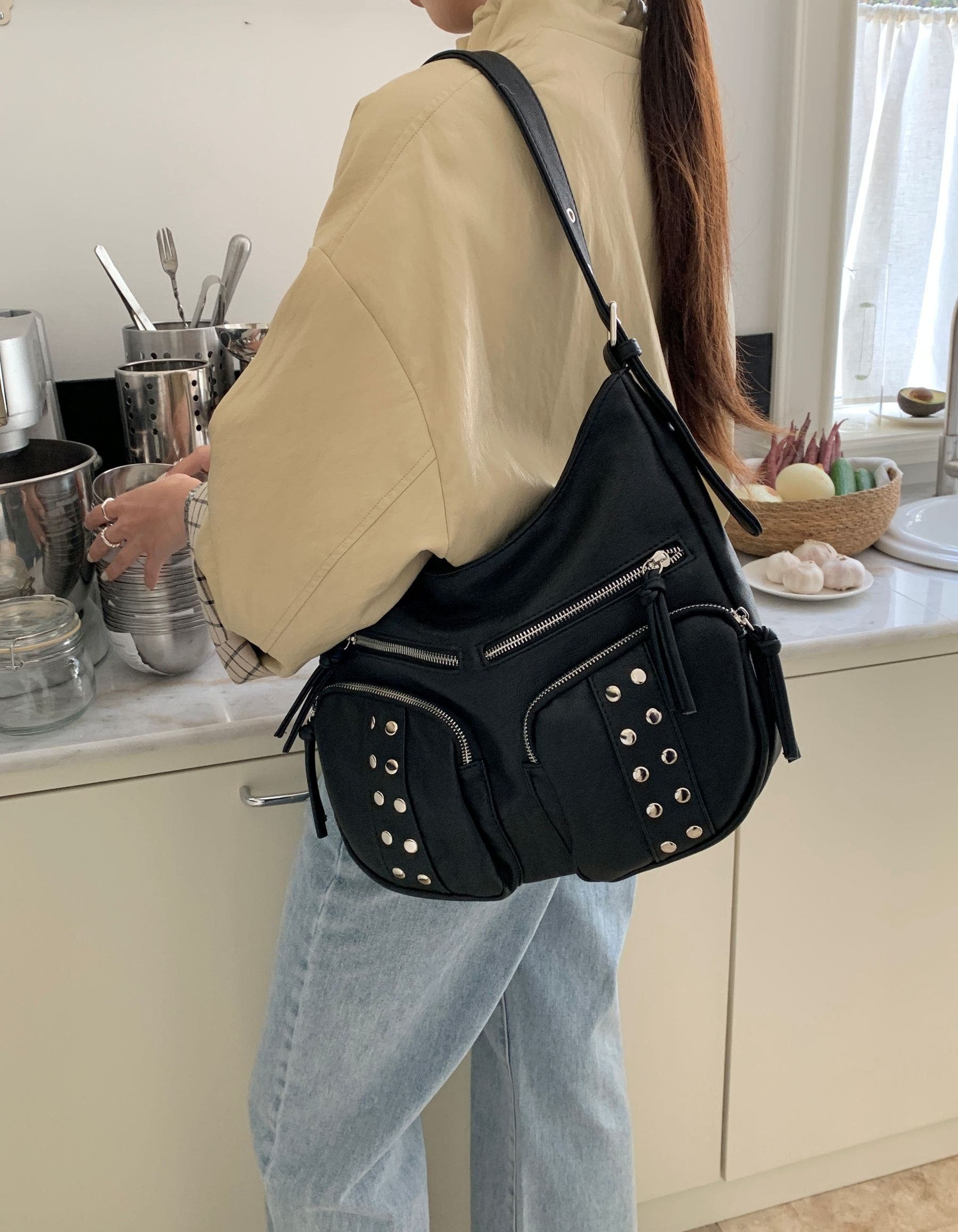 スタッズベルテッドショルダーバッグ[品番：LPSW0010235]｜LETee