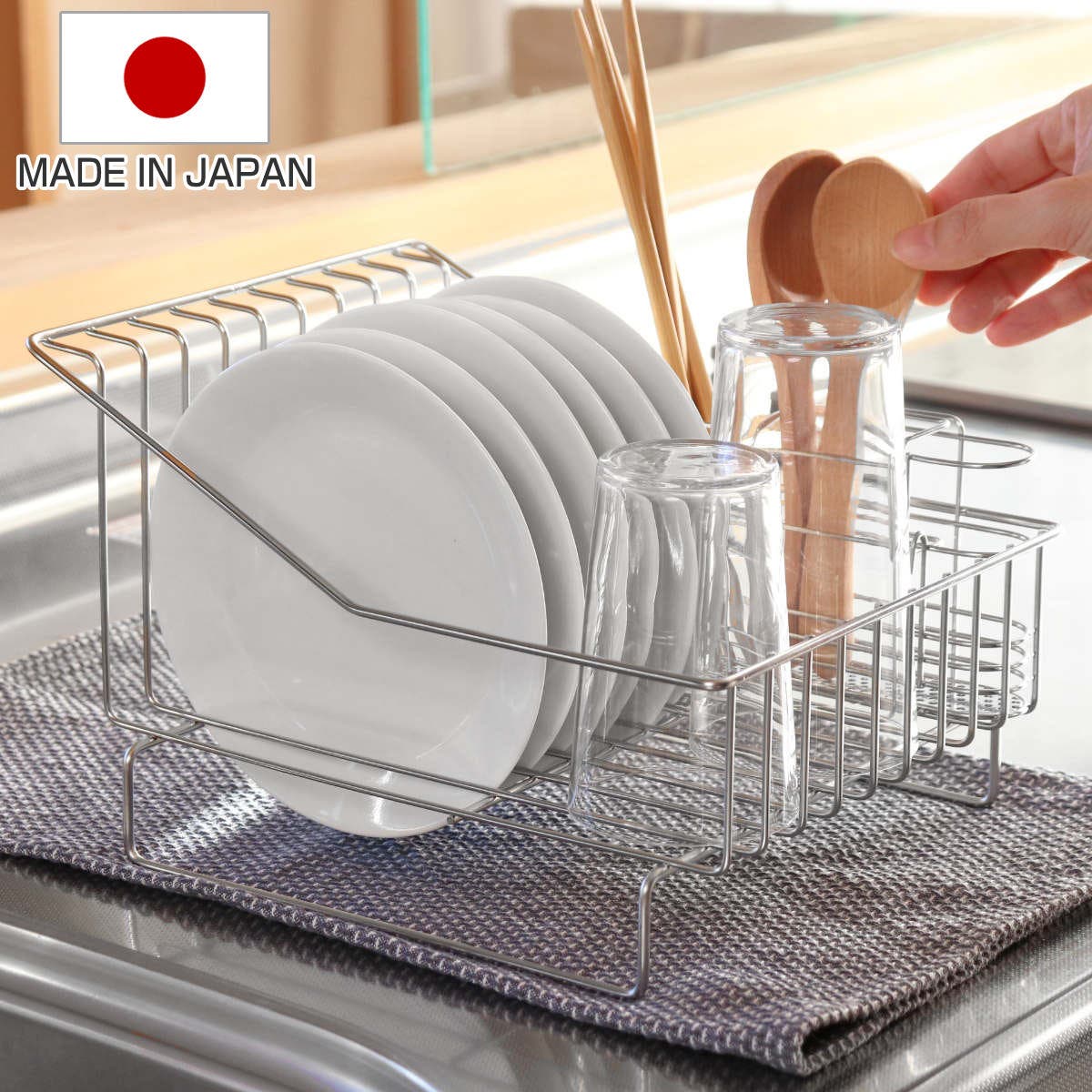 人気、便利商品✨LOWYA 水切りラック(送料込み)✨ 突っ張り水切りラック 水切りカゴ ステンレス 箸・包丁・まな板