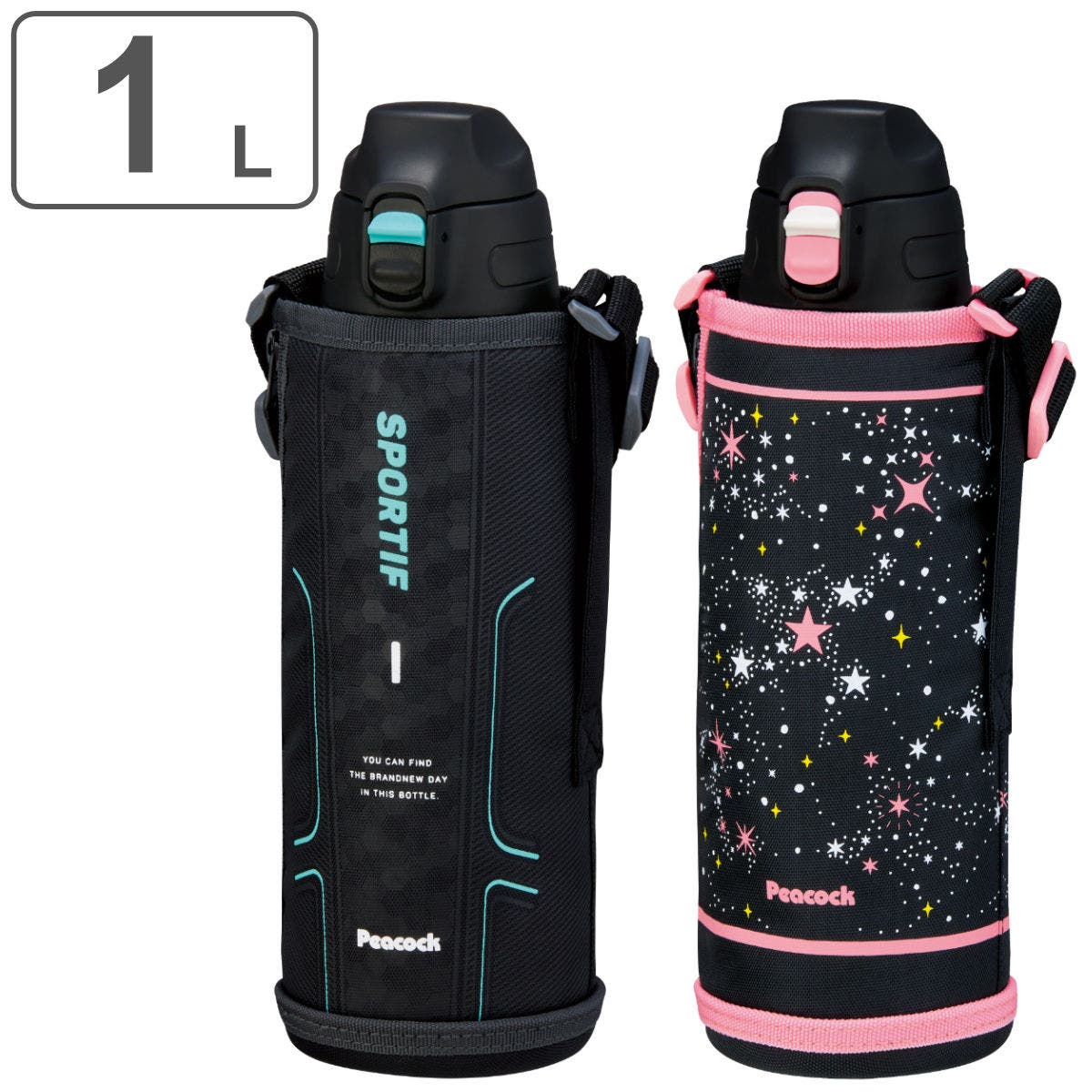 水筒 ポーチ付きワンタッチボトル 1L[品番：KRFH0029984]｜livingut