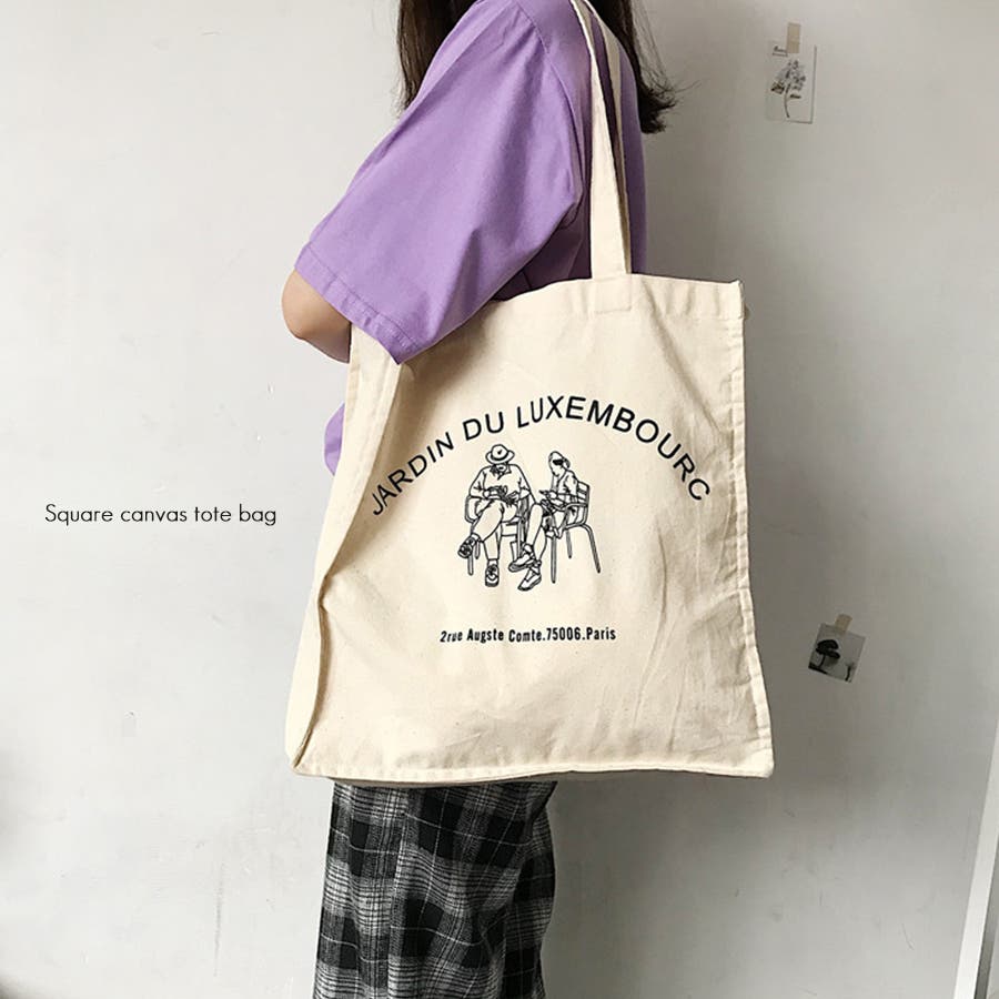 スクエア型キャンバストートバッグ バッグ トートバッグ[品番