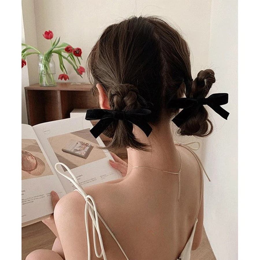 accessories mau coratali ヘアクリップ 2点セット ヘアクリップ Candy Clip ベロア パール ストーン レクタングル