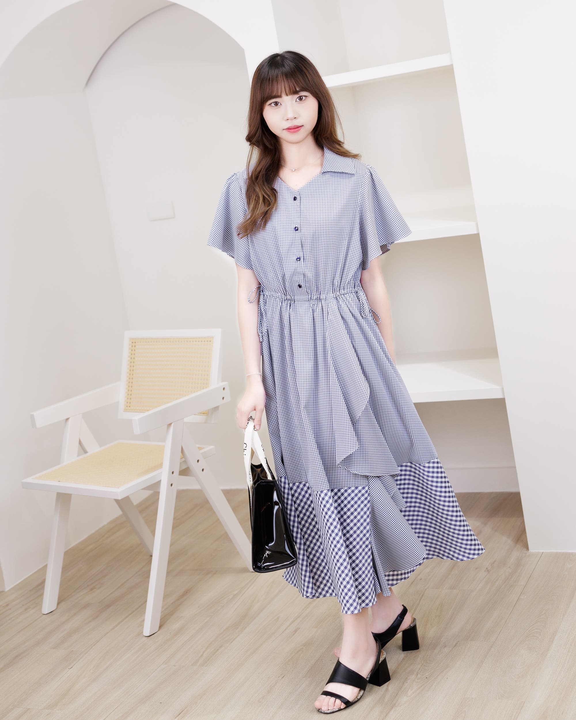 ＆ellery アンドエルシー 即完売　チェック柄フリルワンピース 新品 チェック柄フリルワンピース Pink | VIVIANA
