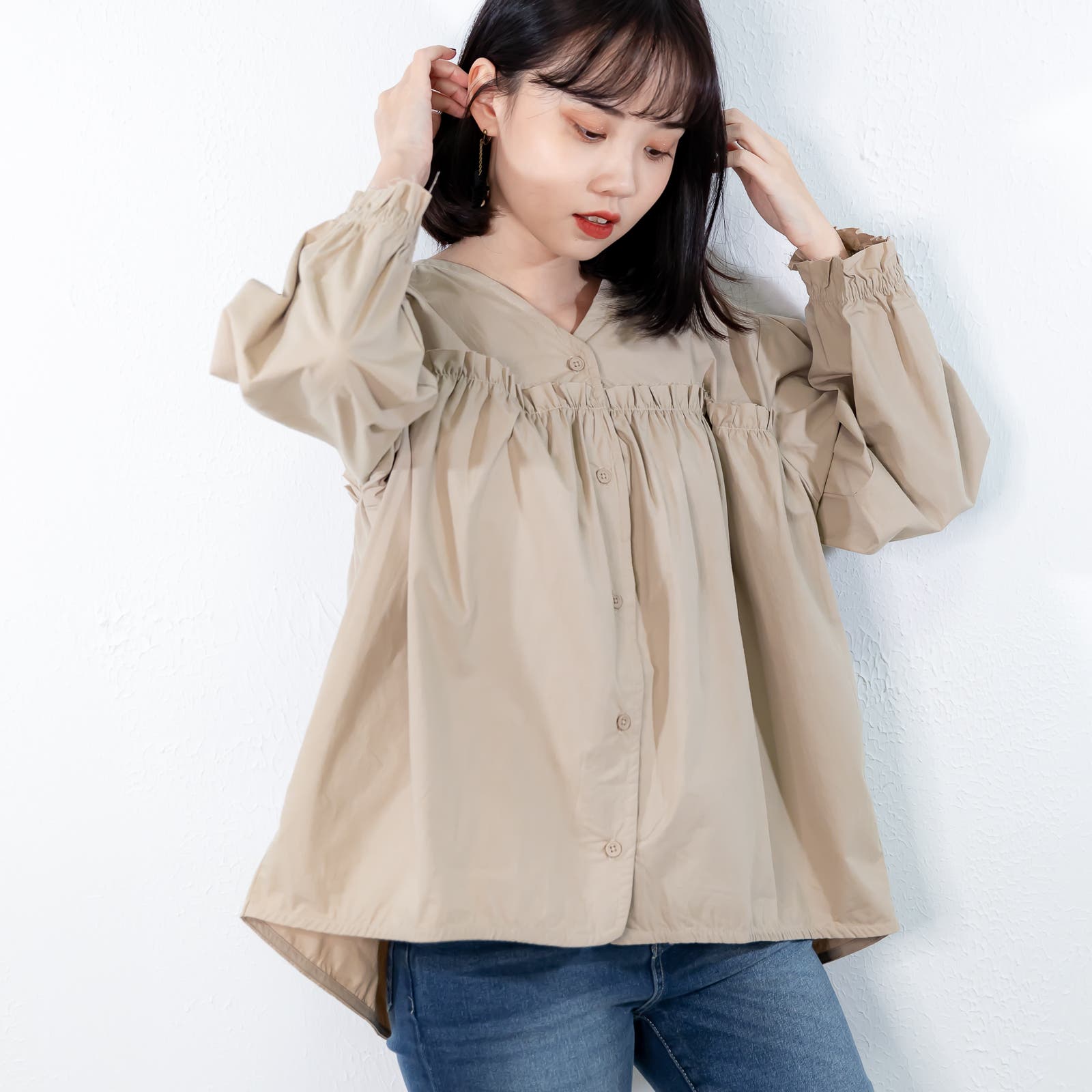 ふんわりブラウス レディースファッション 春夏秋冬 オールシーズン