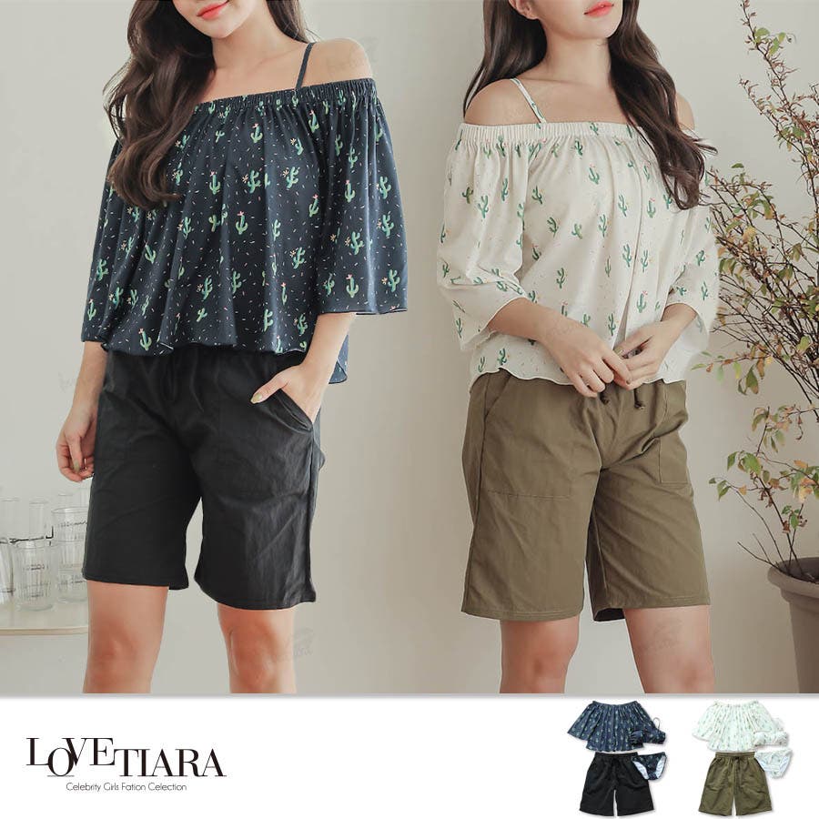 夏新作 オフショルダートップス×ビキニ×ショートパンツセット