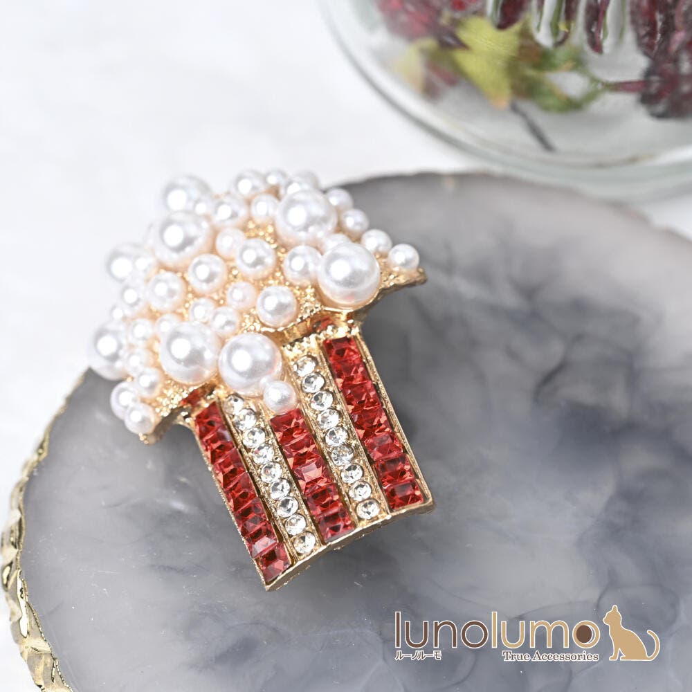 パールブローチ ダイヤモンドスタッズコサージュ 合金メッキ