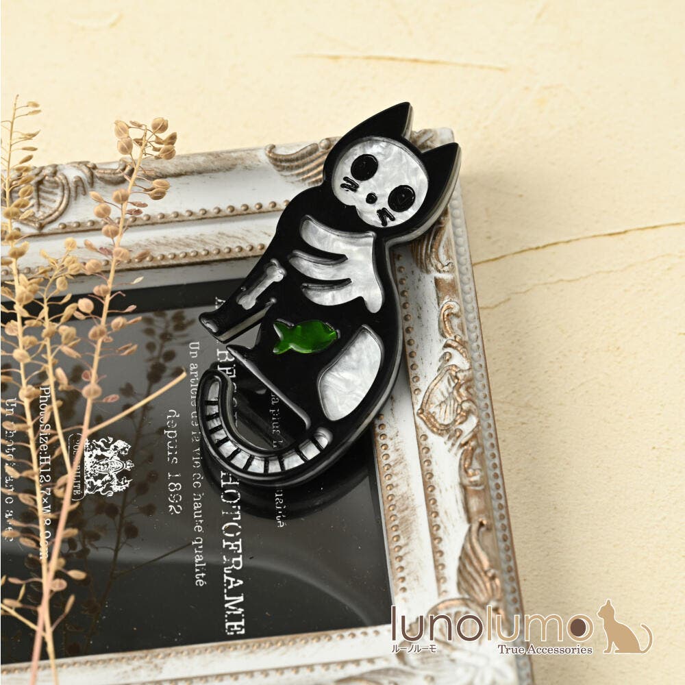 ブローチ　ハロウィン　白猫　オーロラ　レジン 300287-300287_01.jpg
