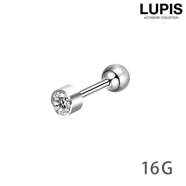 16G】クリアストーンストレートバーベルボディピアス[品番