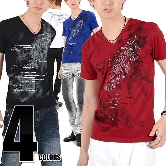 tシャツ メンズ 長袖 プリント ヴィジュアル系 パンク クルー