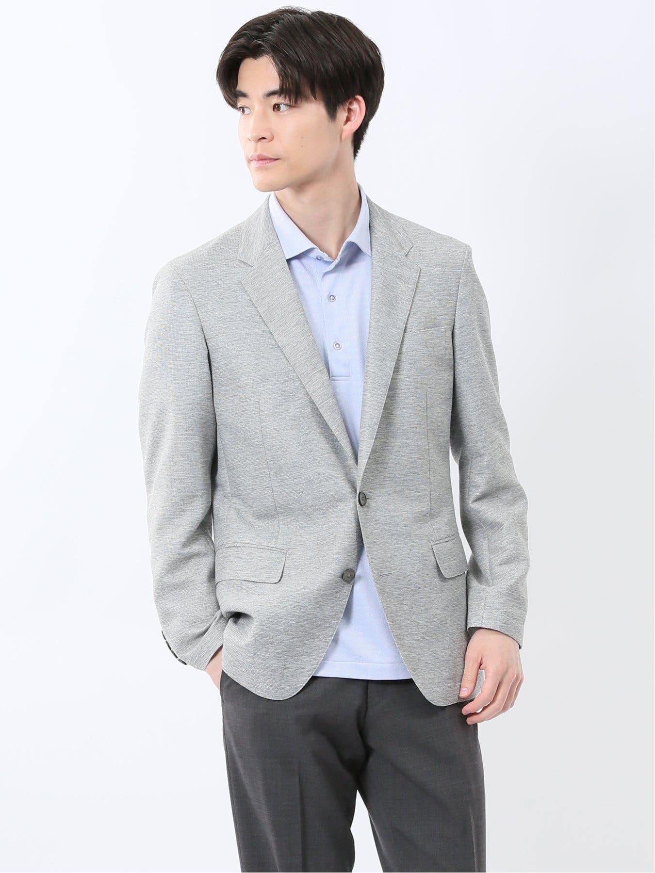 TechLinen スリムフィット 2ボタンジャケット ライトグレー[品番 TechLinen スリムフィット 2ボタンジャケット ライトグレー[品番