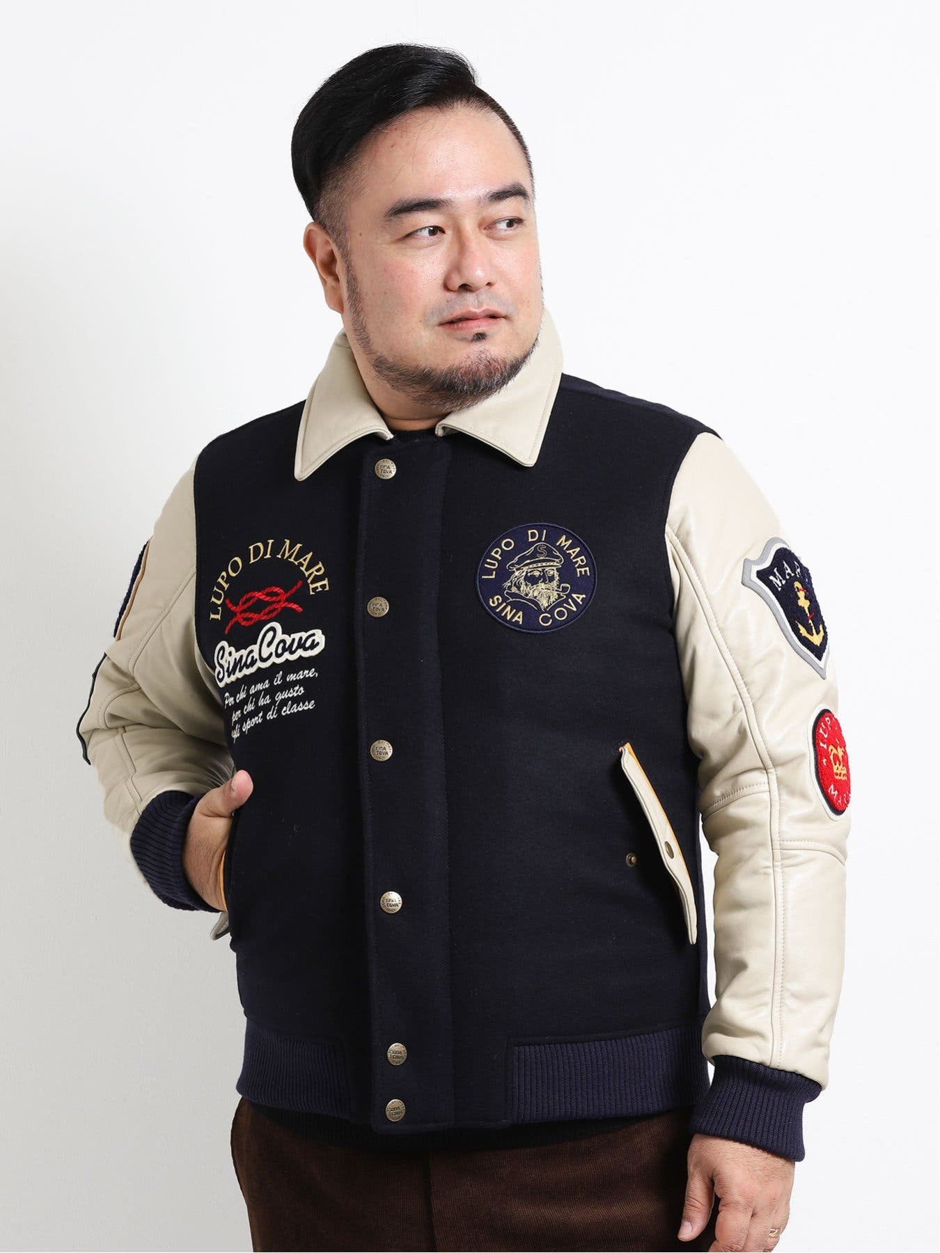 大きいサイズ】シナコバ/SINA COVA レザースタジアムジャンパー[品番