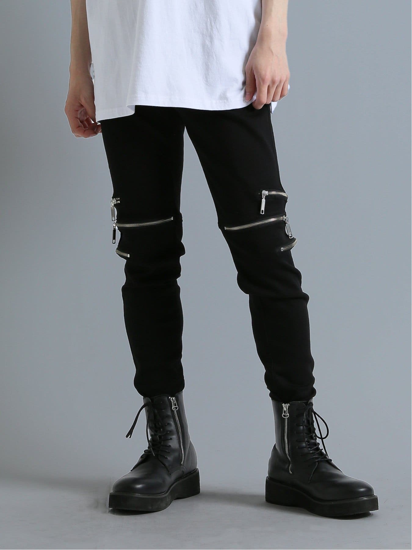 ストレッチ ZIP ブラックスキニーデニム[品番：TKQJ0019035]｜TAKA-Q