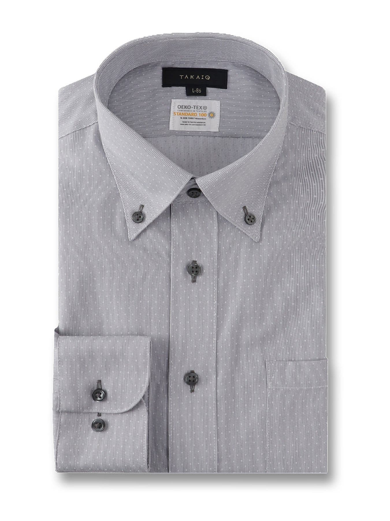 形態安定 吸水速乾 スタンダードフィット ボタンダウン長袖シャツ[品番