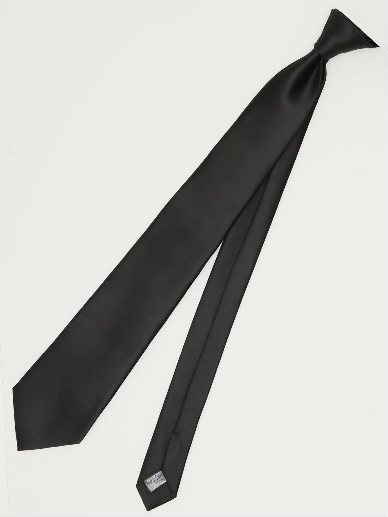 シルク混 フォーマルネクタイ 8.0cm幅 黒繻子[品番：TKQJ0024441