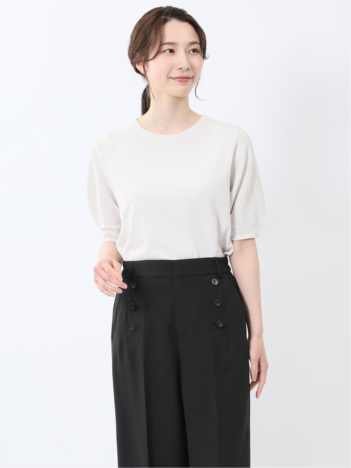 【完売】  7900□Base bc07x1 カシミア 半袖 ニットセーター Chic on トップス