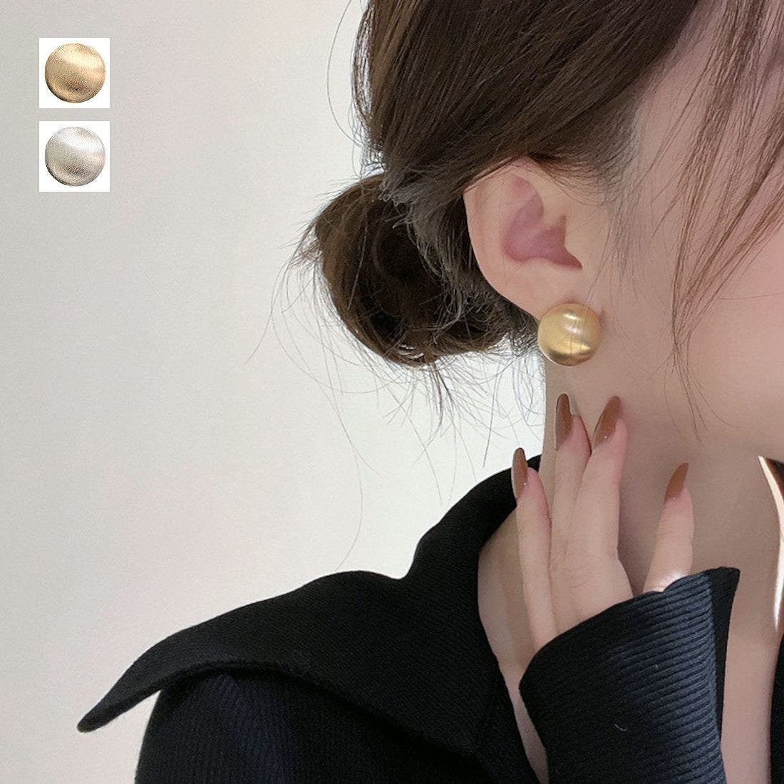 ぷっくり感が可愛い艶消しボールデザインピアス アクセサリー シルバー