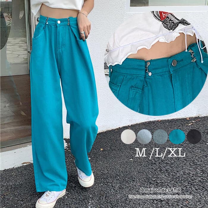 【新品】メゾンドドルチェ ストレートデニムパンツ M 美シルエットストレートデニムパンツ(洗濯機OK) - ファッション