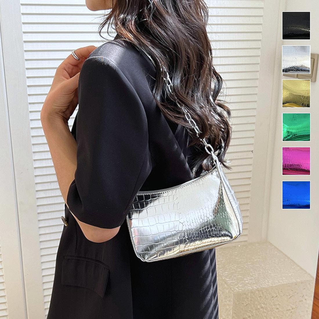 【美品】RODO ロド/ラインストーン金具/チェーン ショルダーバッグ Crossi ショルダーバッグ バッグ ビジュー ラインストーン デニム