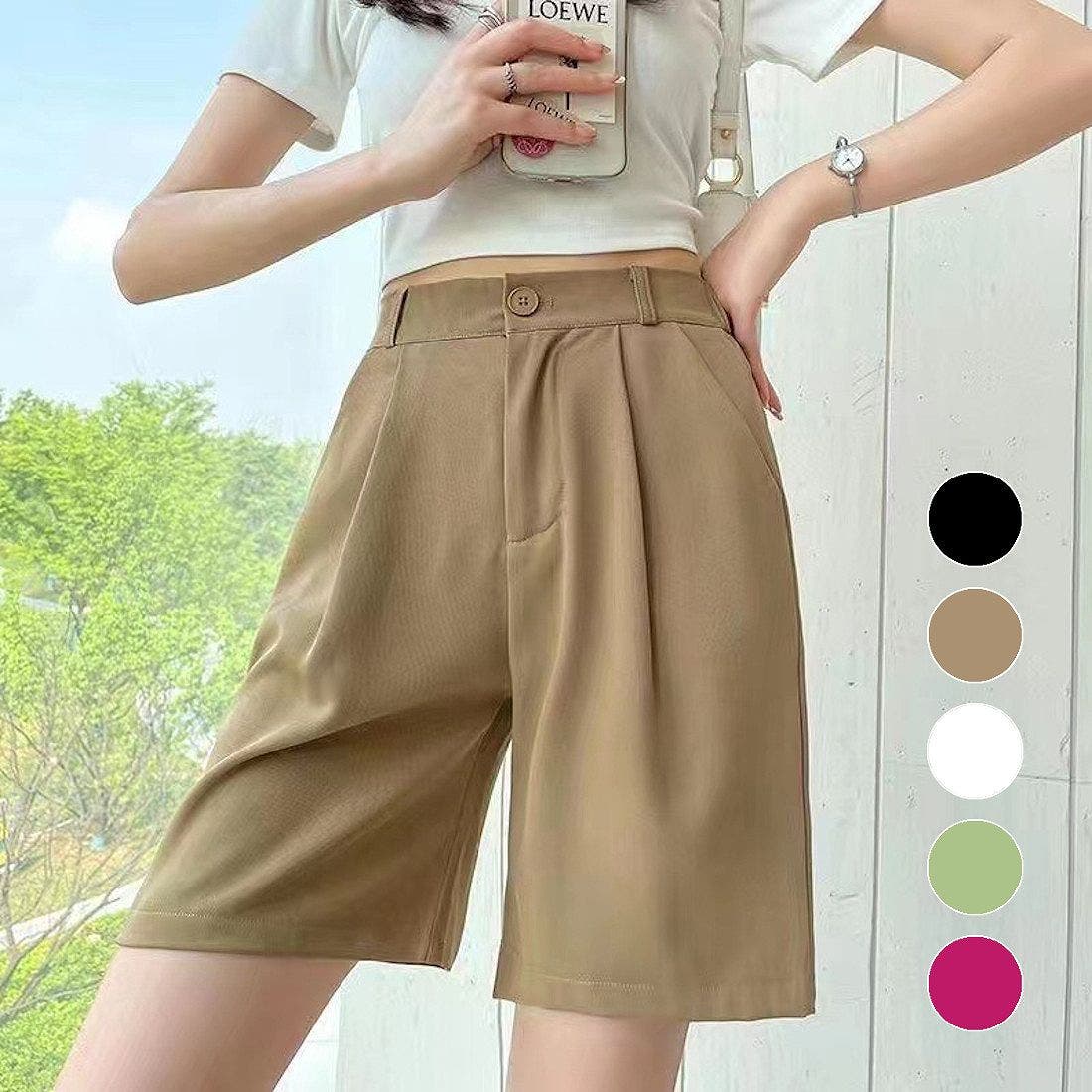 大人可愛く決まるAラインショートパンツ 春 ワイドレッグ[品番