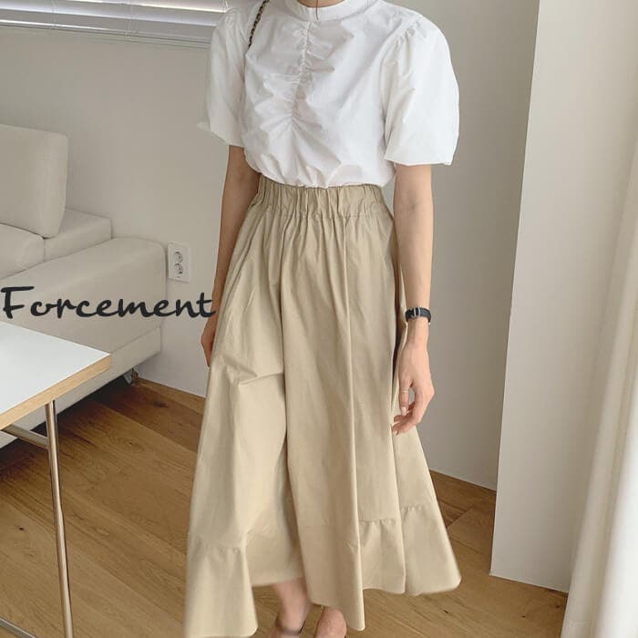 パフスリーブ シャツ セットアップ ロングスカート ナチュラル f-set-0017-c_main.jpg