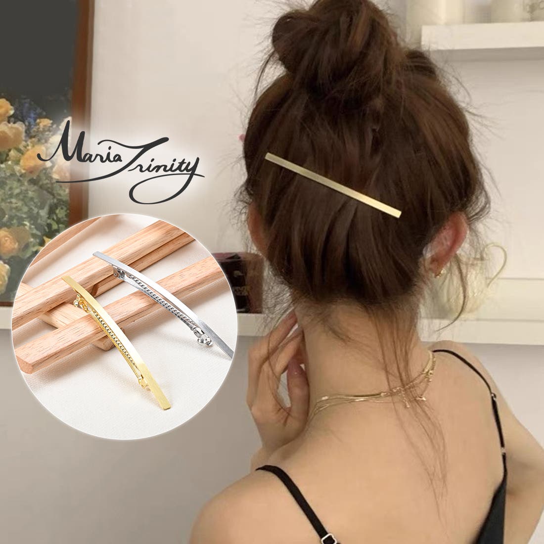 シンプルロングスティックバレッタ ヘアアクセ ヘアクリップ[品番