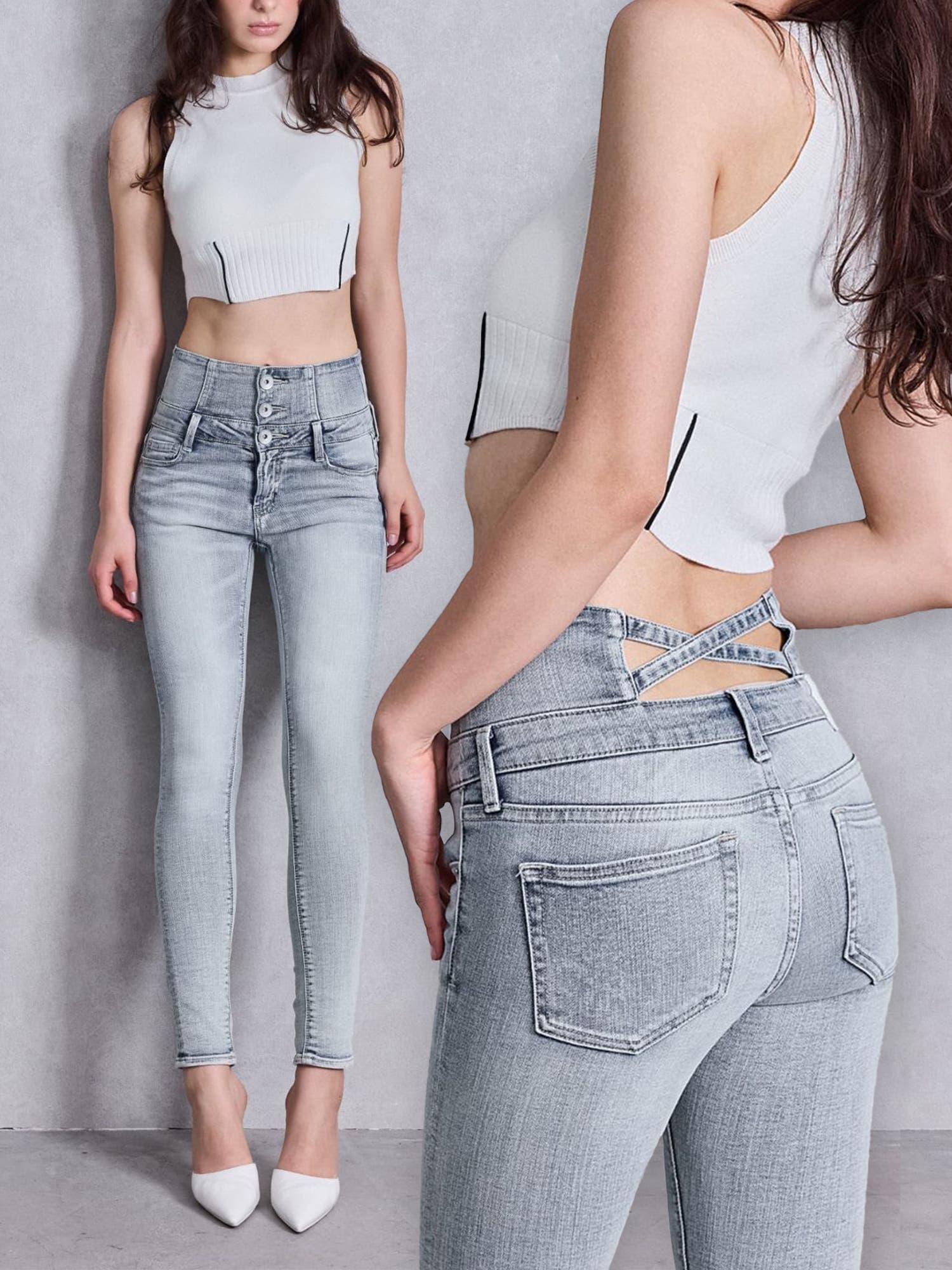 GYDA ジーンズ デニム デニムパンツ ハイウエストワンウォッシュ