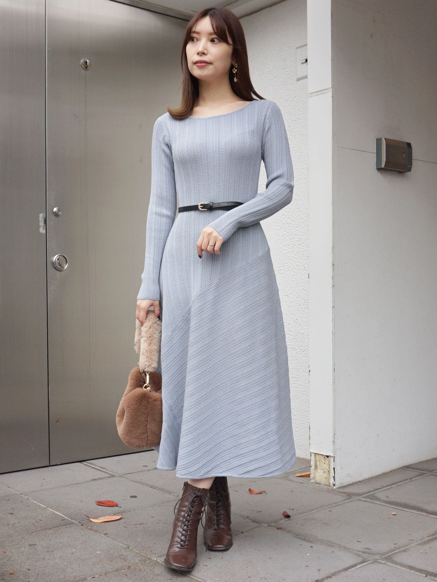 美品　フランシュリッペ　パッチワーク風　長袖ロングワンピース　大きいサイズ　3L 美品 フランシュリッペ パッチワーク風 長袖ロングワンピース