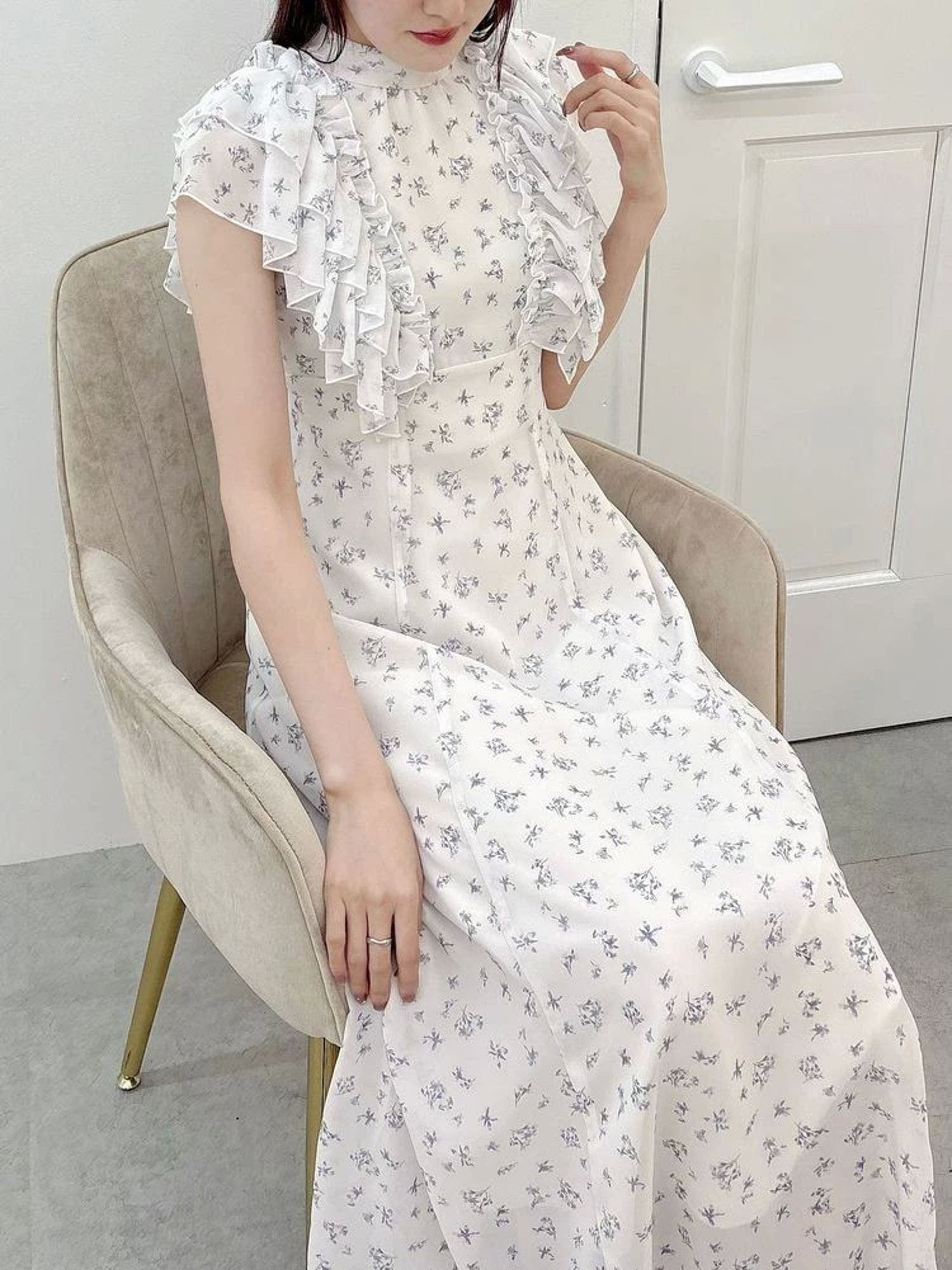 フリルスリーブフラワーワンピース[品番：MKSW0064362]｜MERCURYDUO