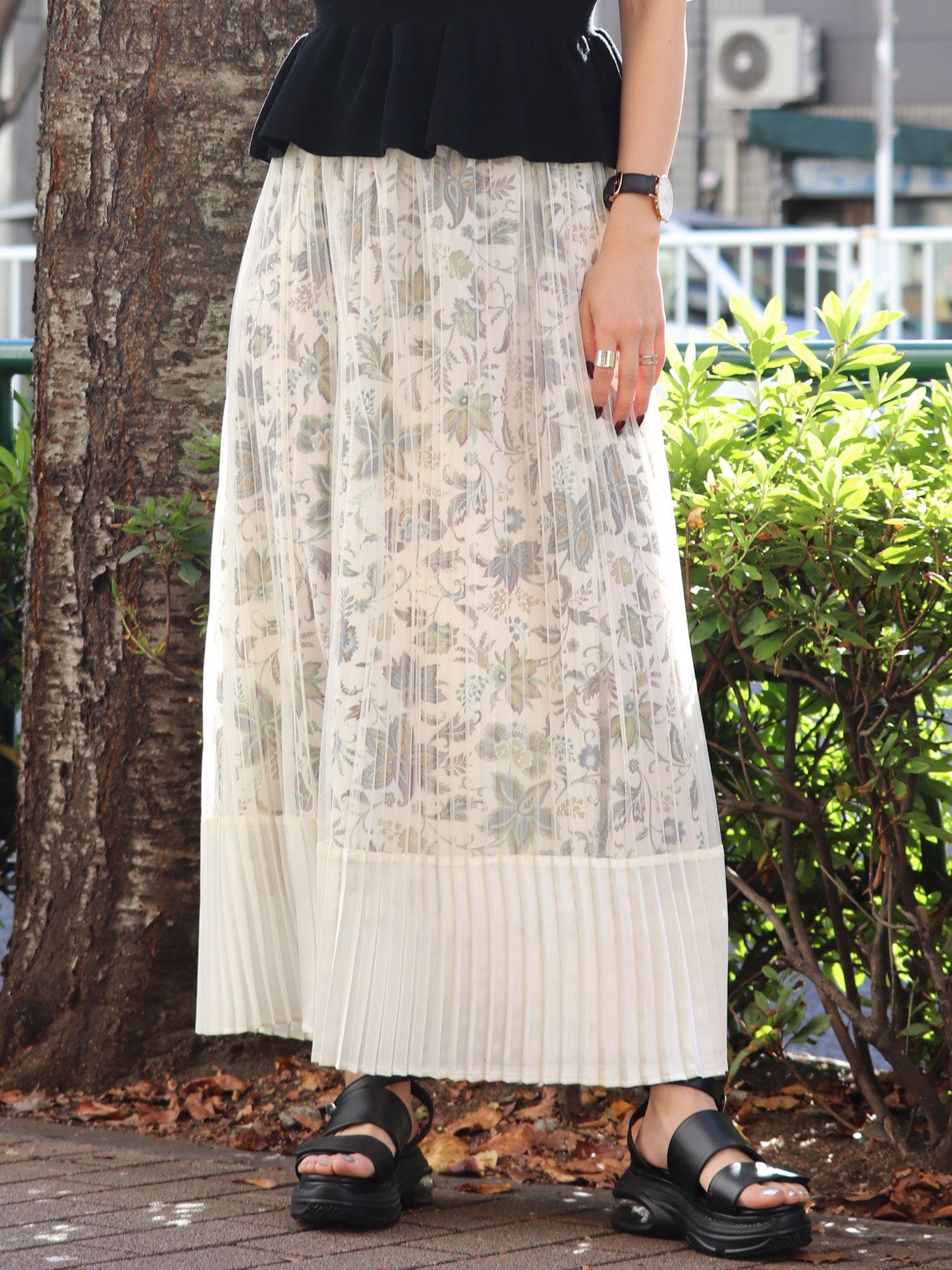 【超絶美品】MURUA(ムルーア)シースルーロングスカート ムルーア MURUA シースルーメッシュスカート （ホワイト