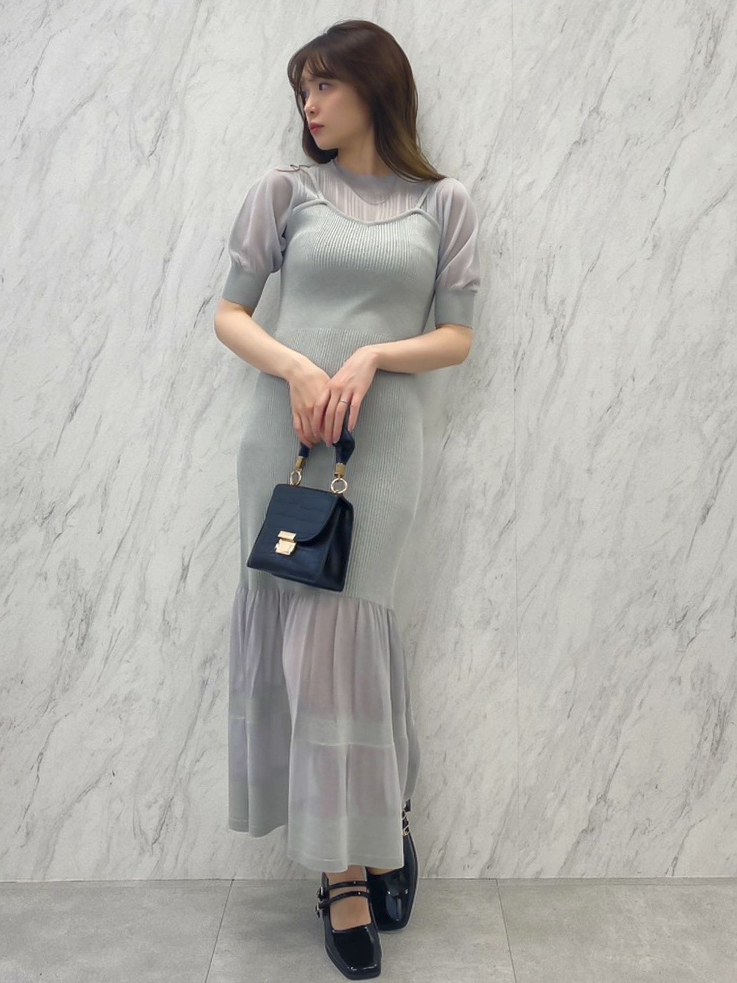 キャミレイヤードシアーニットワンピース[品番：MKSW0052656]｜dazzlin