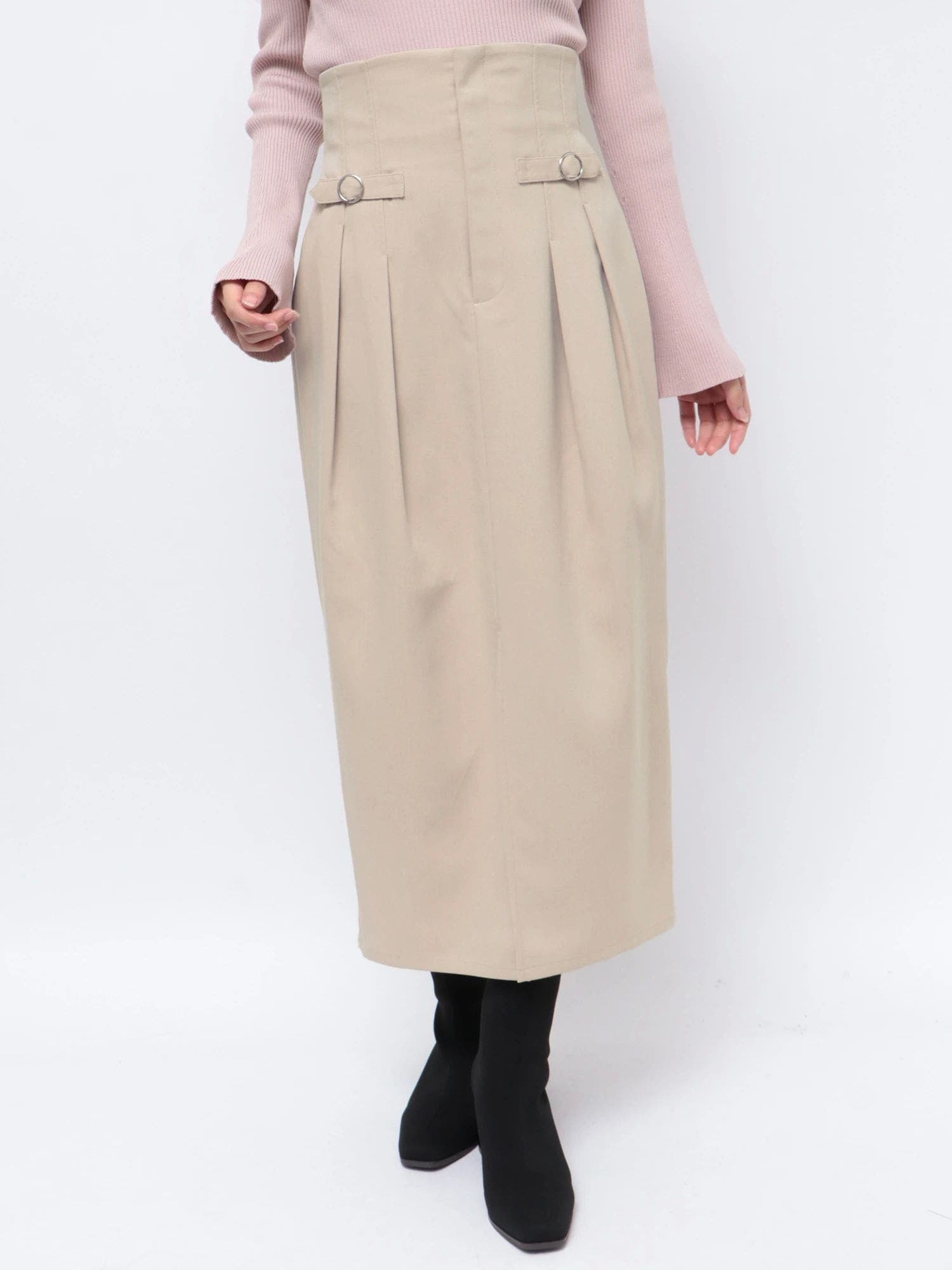 ベルトコルセットスラックスライクスカート[品番：MKSW0059832
