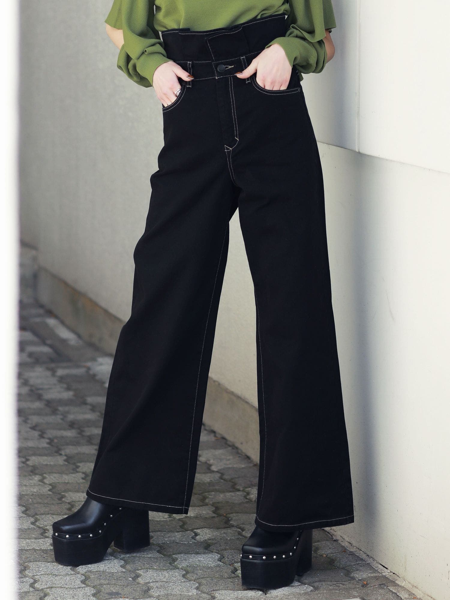 セール】【ZOZO限定商品】ウエストフリルワイドパンツ（その他
