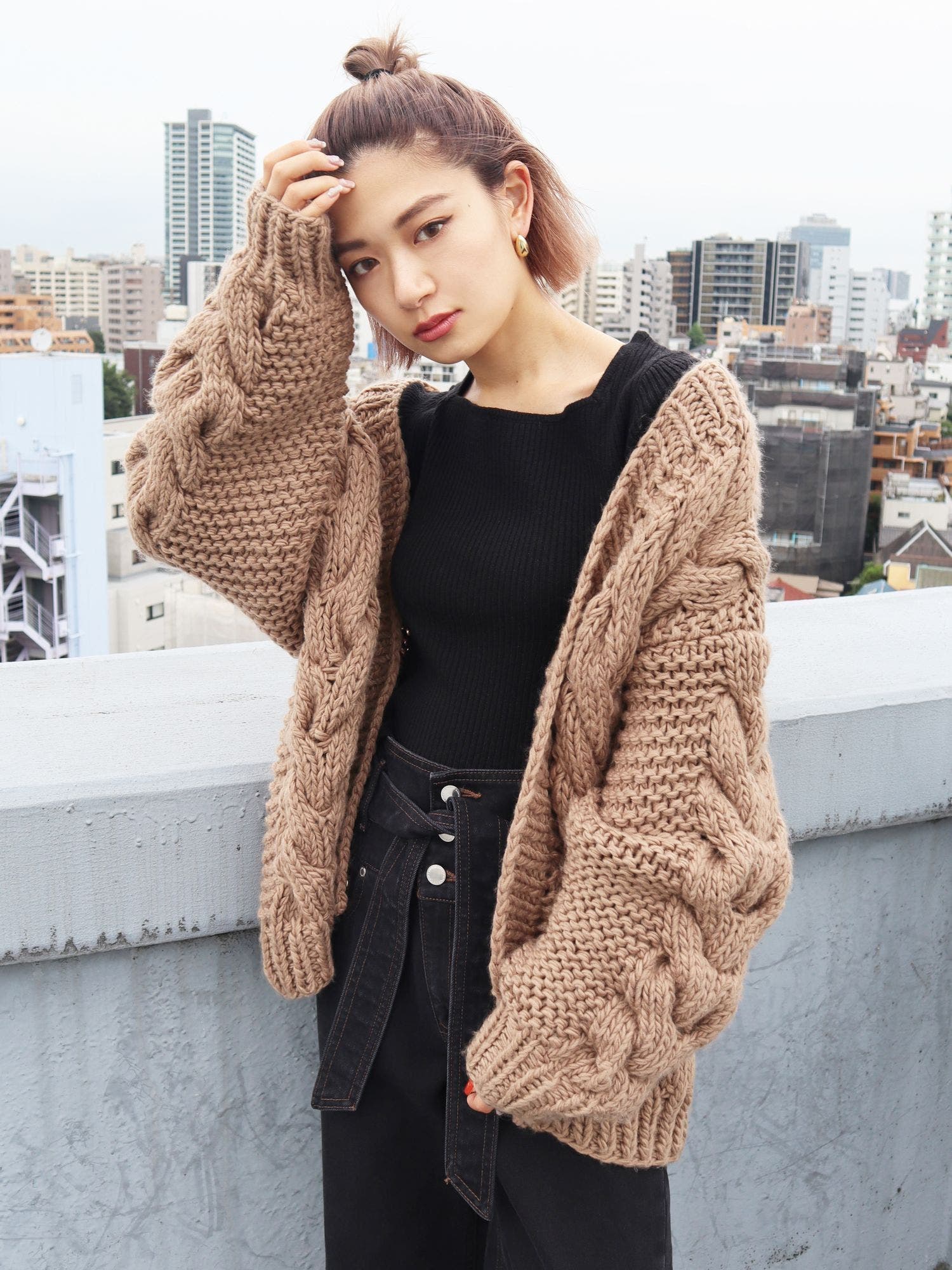 machatt ケーブルハンドニット（ブラウン） machatt ケーブルハンドニット（ブラウン）