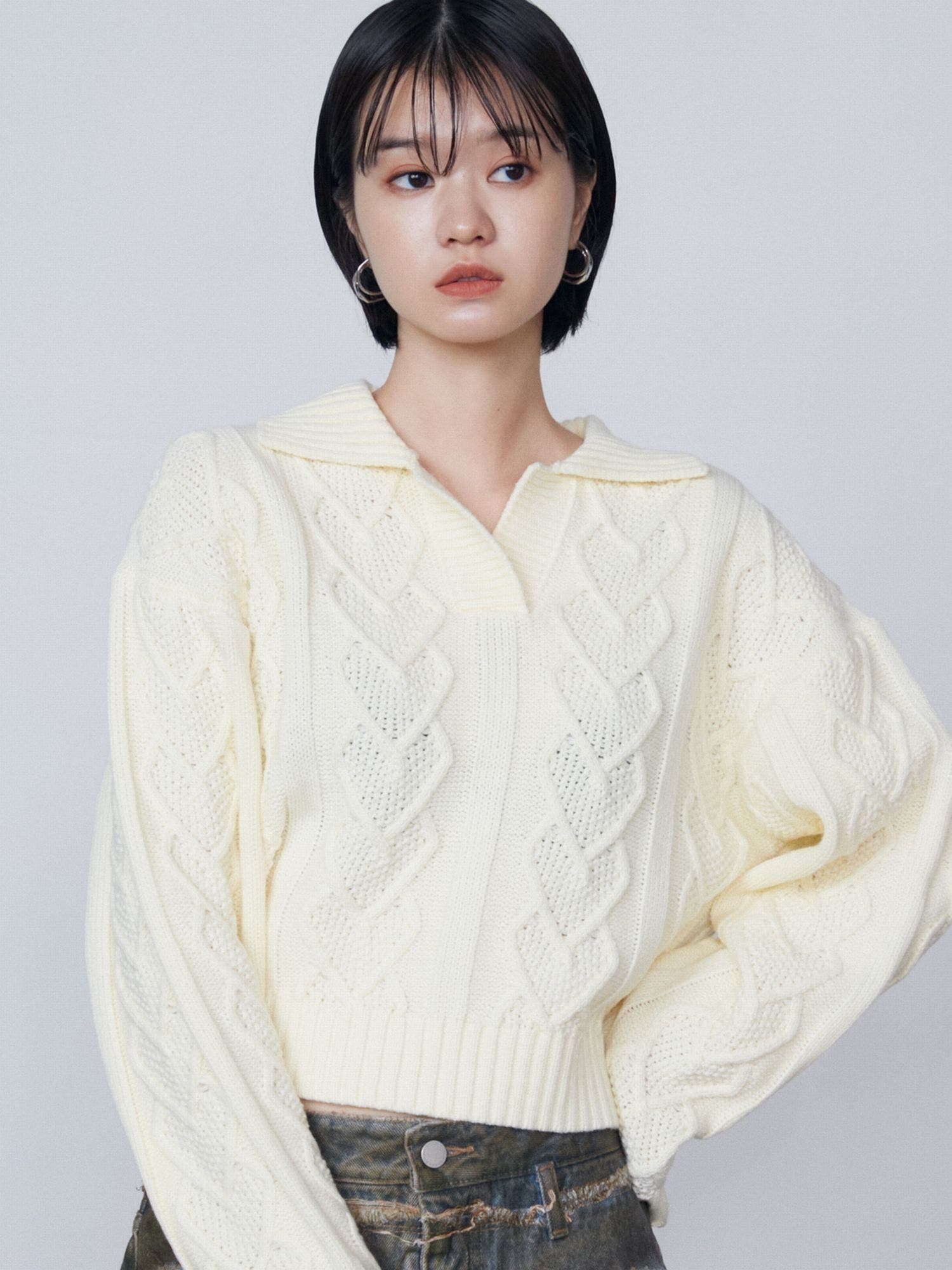 スキッパーワイドハートニット[品番：MKSW0061559]｜EMODA