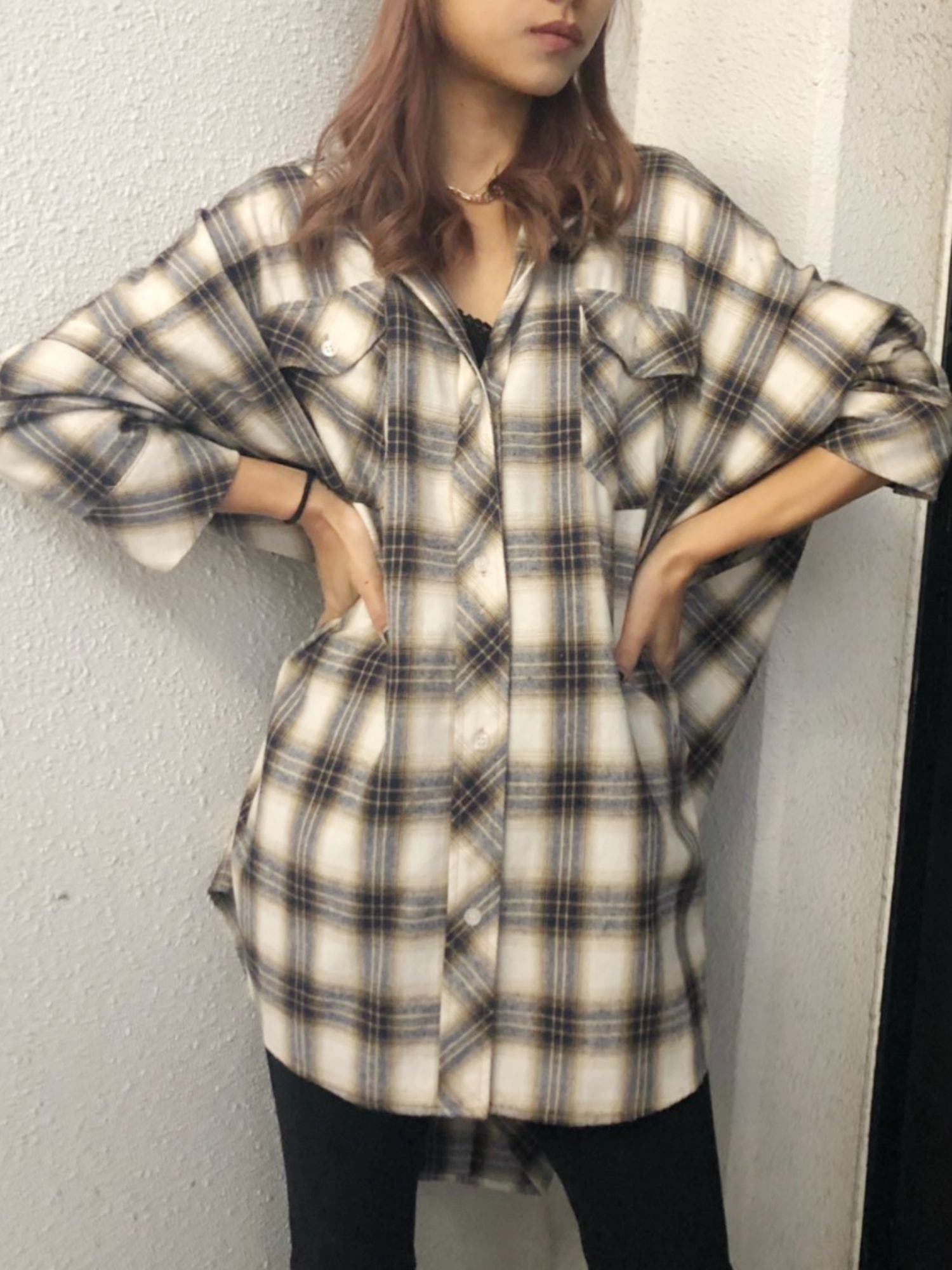 オフホワイト OFF WHITE メンズトップス チェック柄バックロゴ
