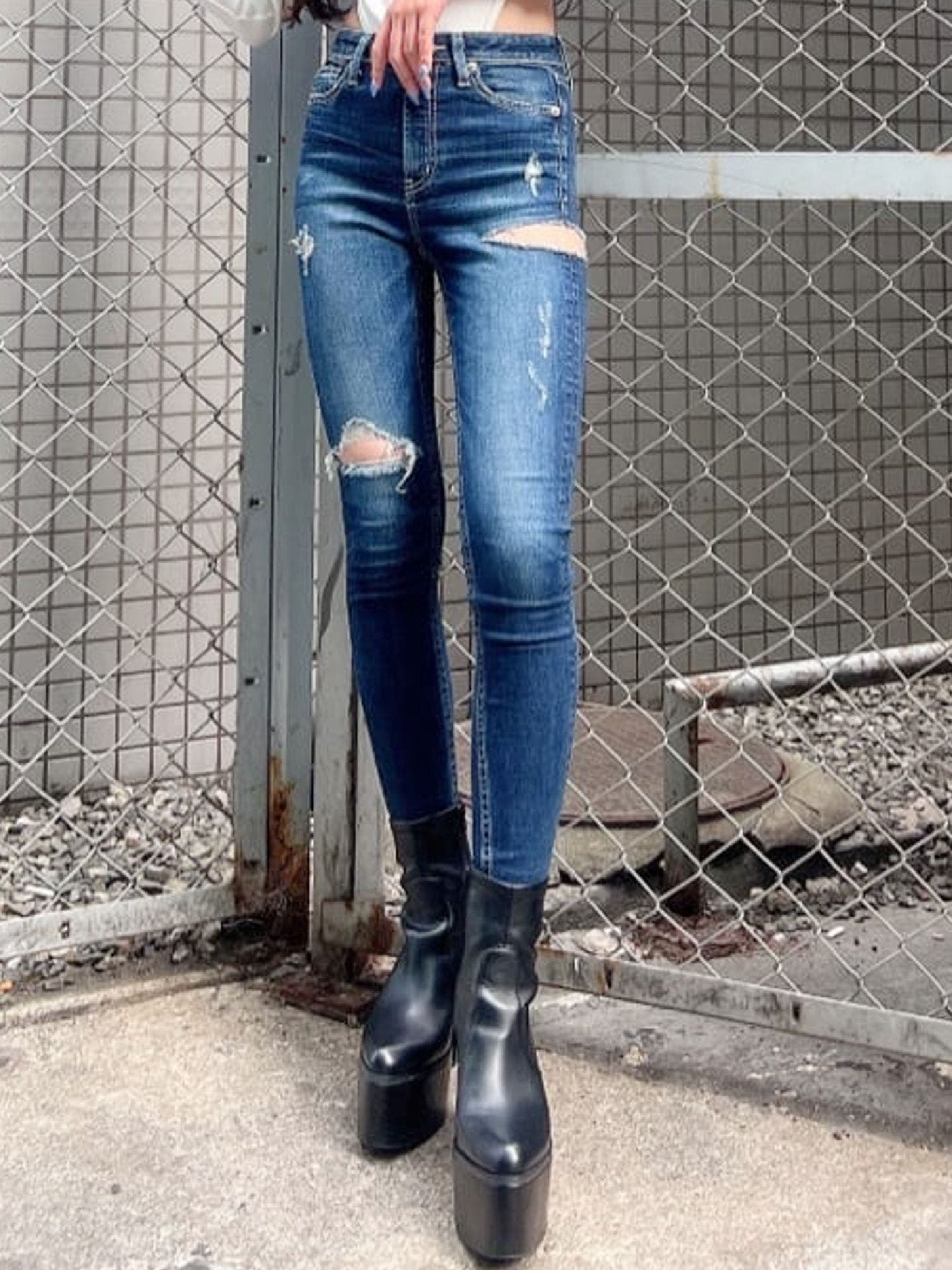 M/W SIDE RIPPEDスキニーデニムパンツ[品番：MKSW0045870]｜GYDA