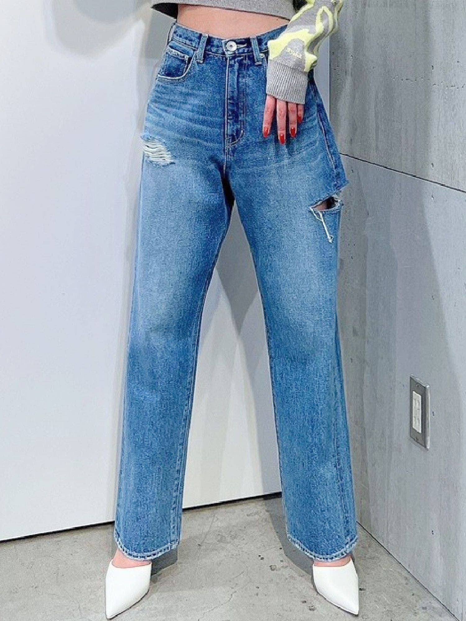 H/W SIDE DAMAGEワイドデニムパンツ[品番：MKSW0052740]｜GYDA