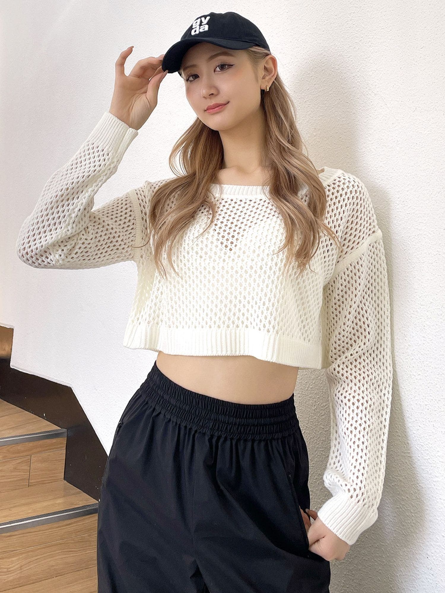 メッシュショートLOOSEニットトップス[品番：MKSW0057024]｜GYDA