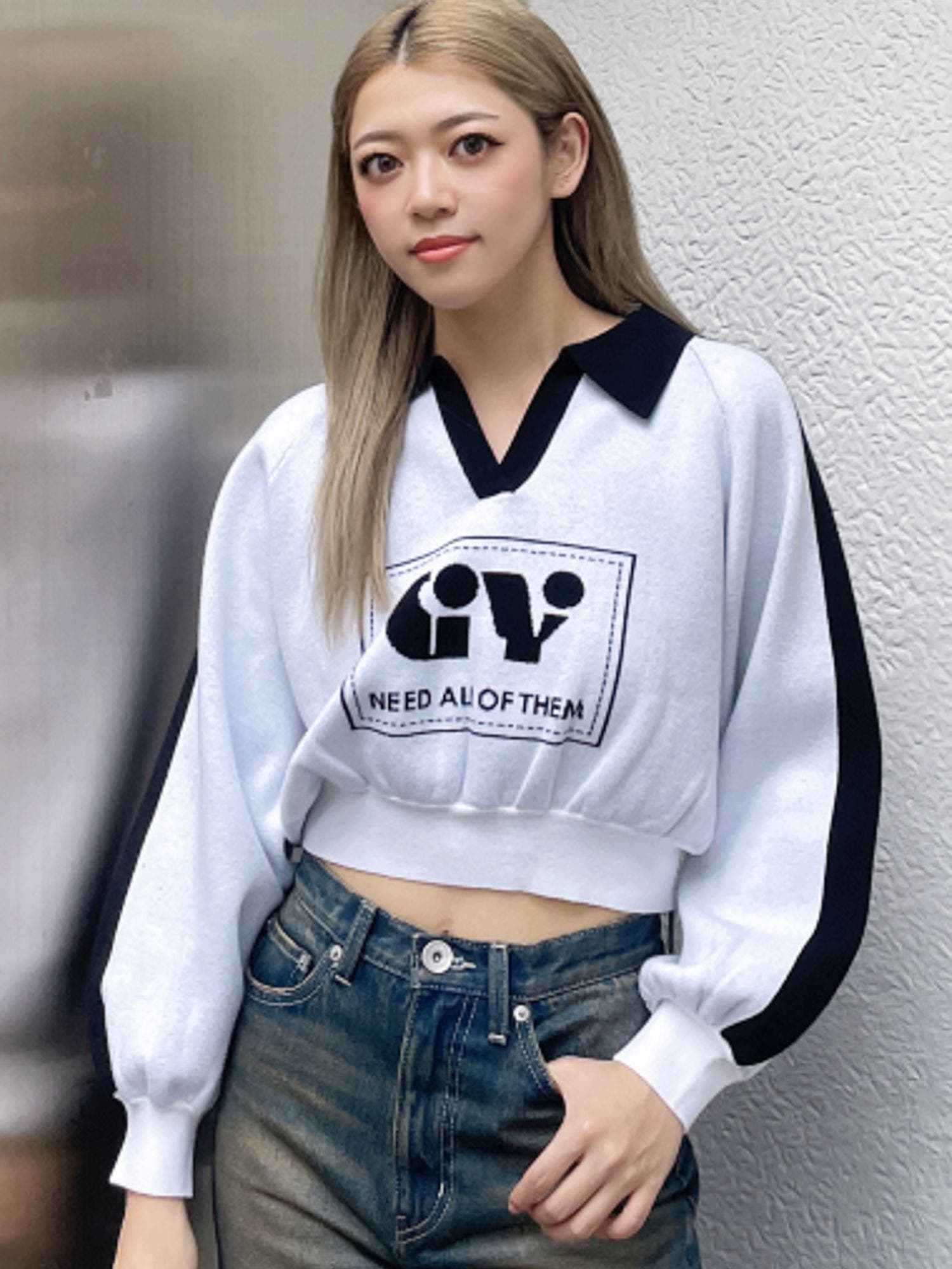 round GY BICOLOR POLOニットトップス[品番：MKSW0061652]｜GYDA