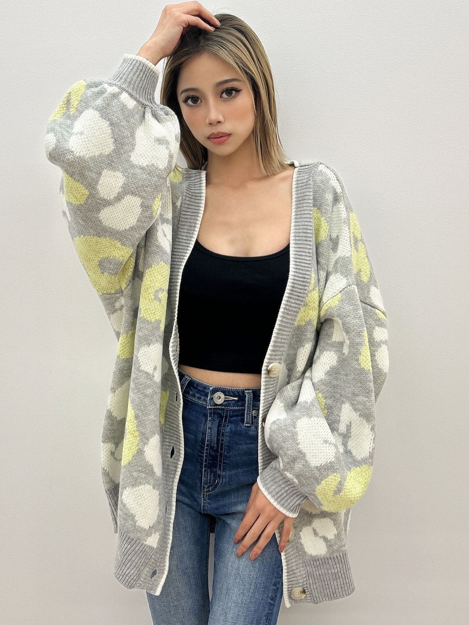 美品 YvesSaintLaurent レオパード柄 ニットカーディガン ラメ