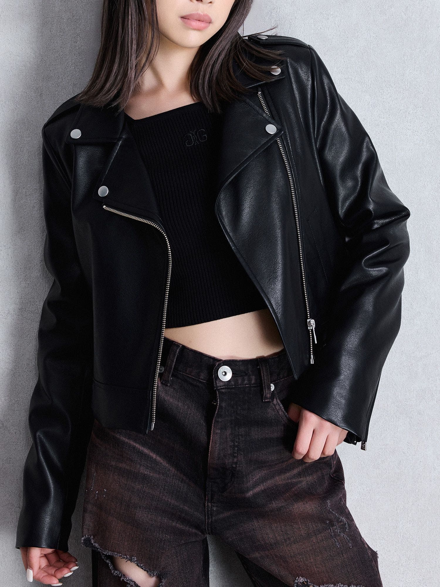 ジェイダ　ライダース フェイクレザーライダースジャケット[品番：MKSW0065847]｜GYDA