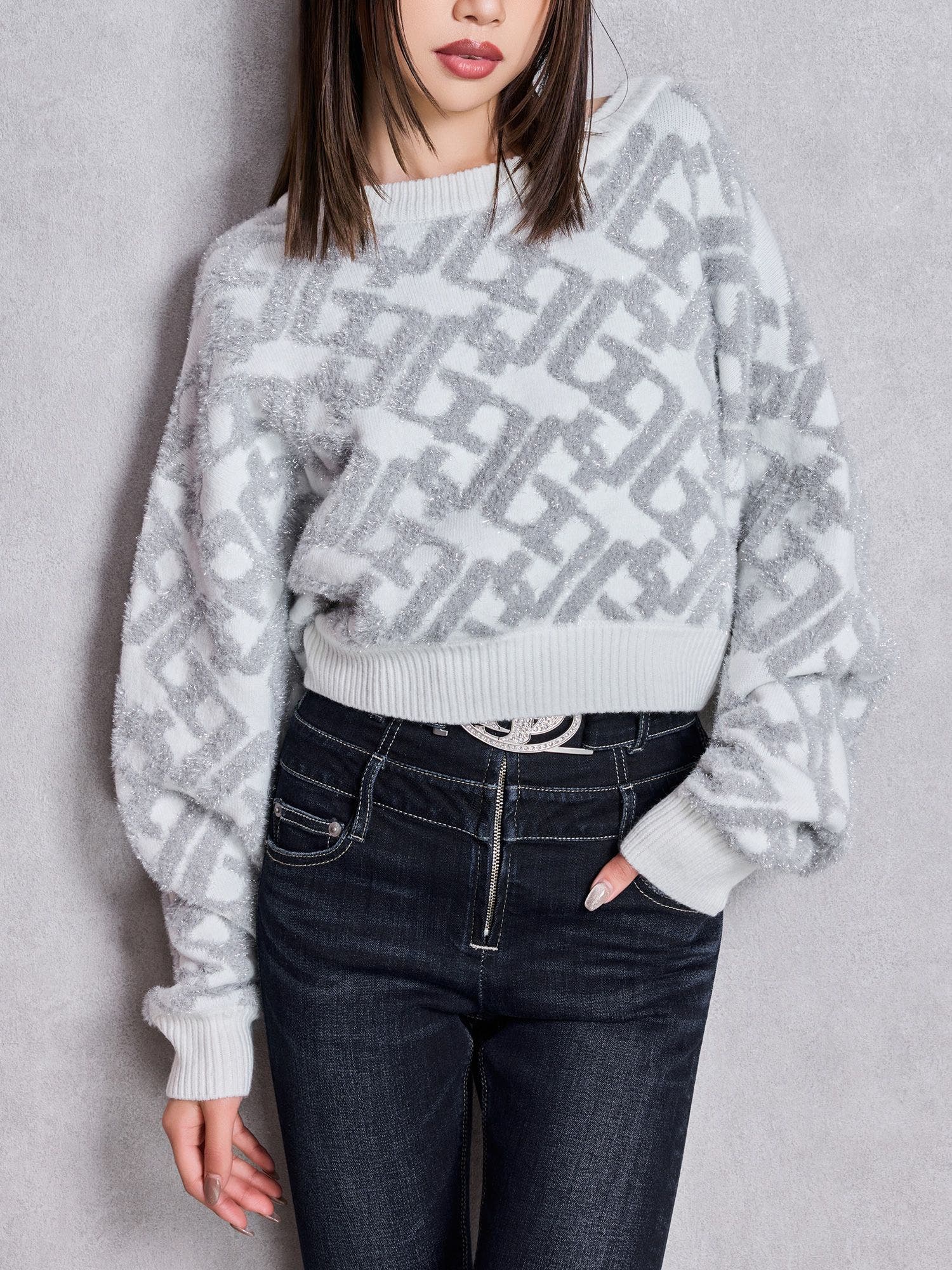 GGチェーンロゴラメニットトップス[品番：MKSW0067189]｜GYDA