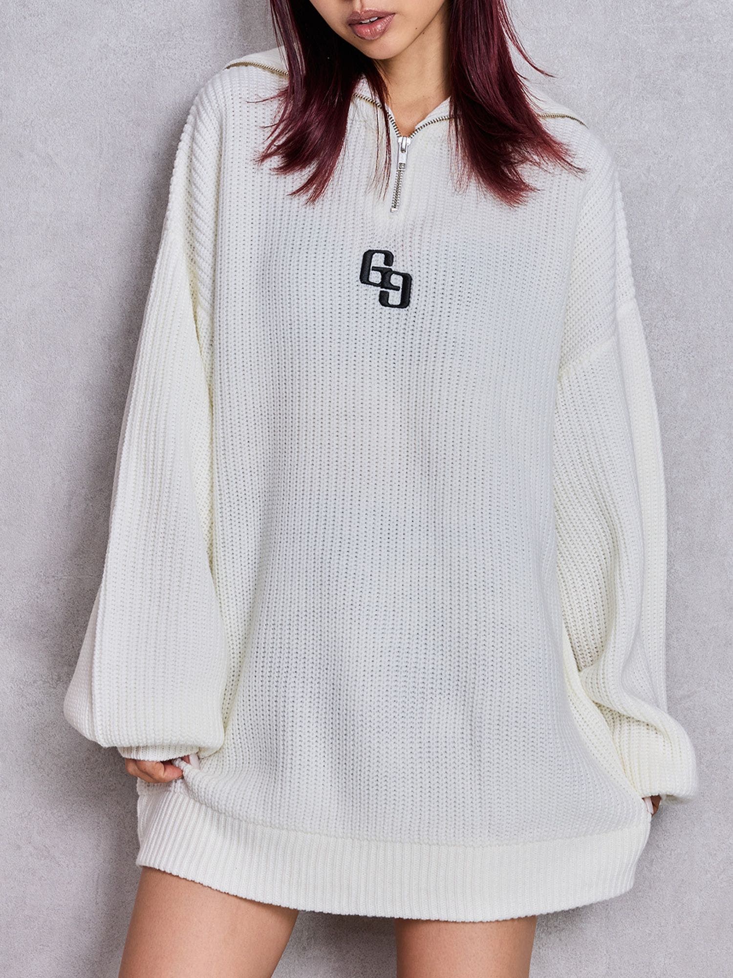 SHOPLIST限定】GGハーフZIPニットトップス[品番：MKSW0067041