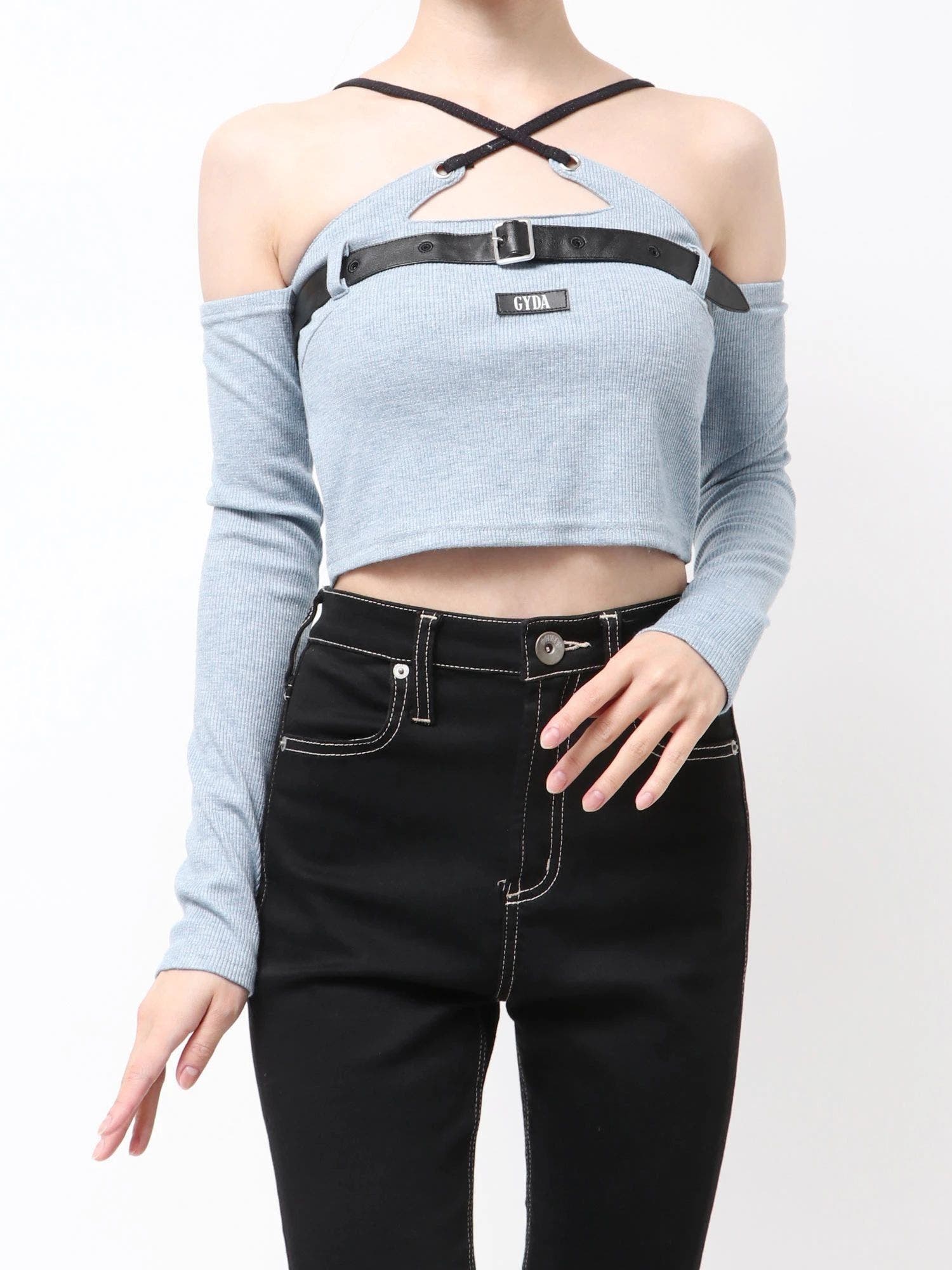 GYDAフロントクロスラメテレコTOPS[品番：MKSW0069394]｜GYDA